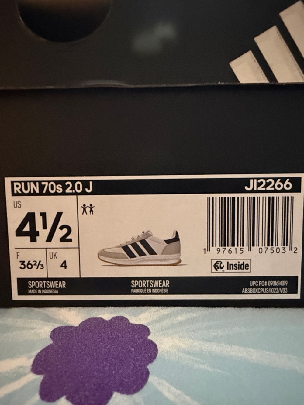 NWT Big Kids 4 1/2 adidas Run 70s 2.0 J Sneakers - White and Black